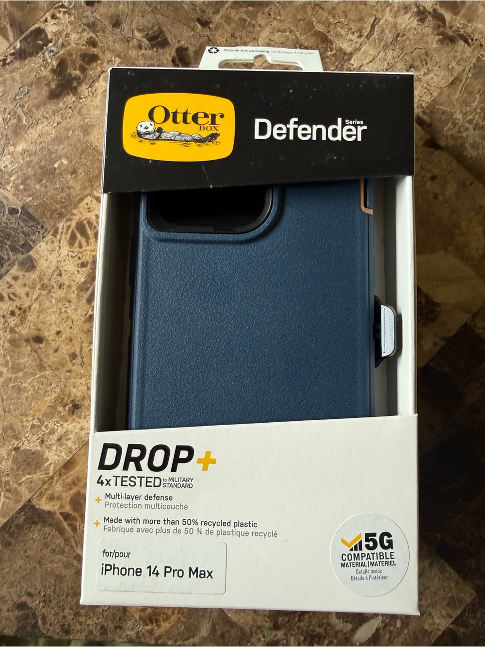 New OtterBox Defender Series iPhone 14 Pro Max Case Blue Orange and Black clip